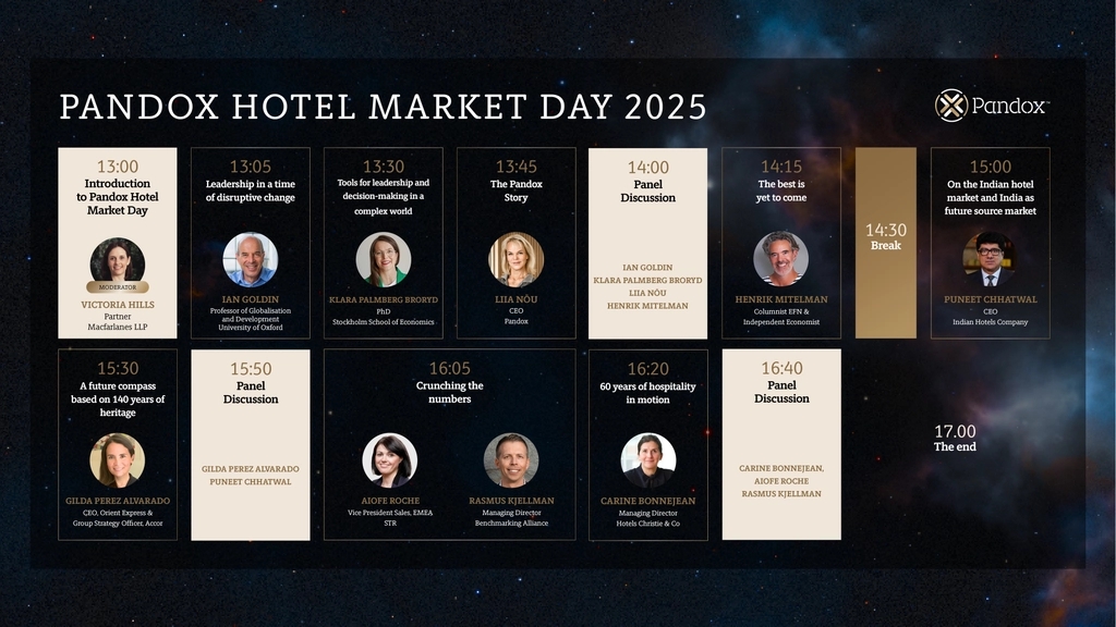 A person on stage presents a slide showing "Europe 55%" with a bar chart, in a dimly lit auditorium with an audience.